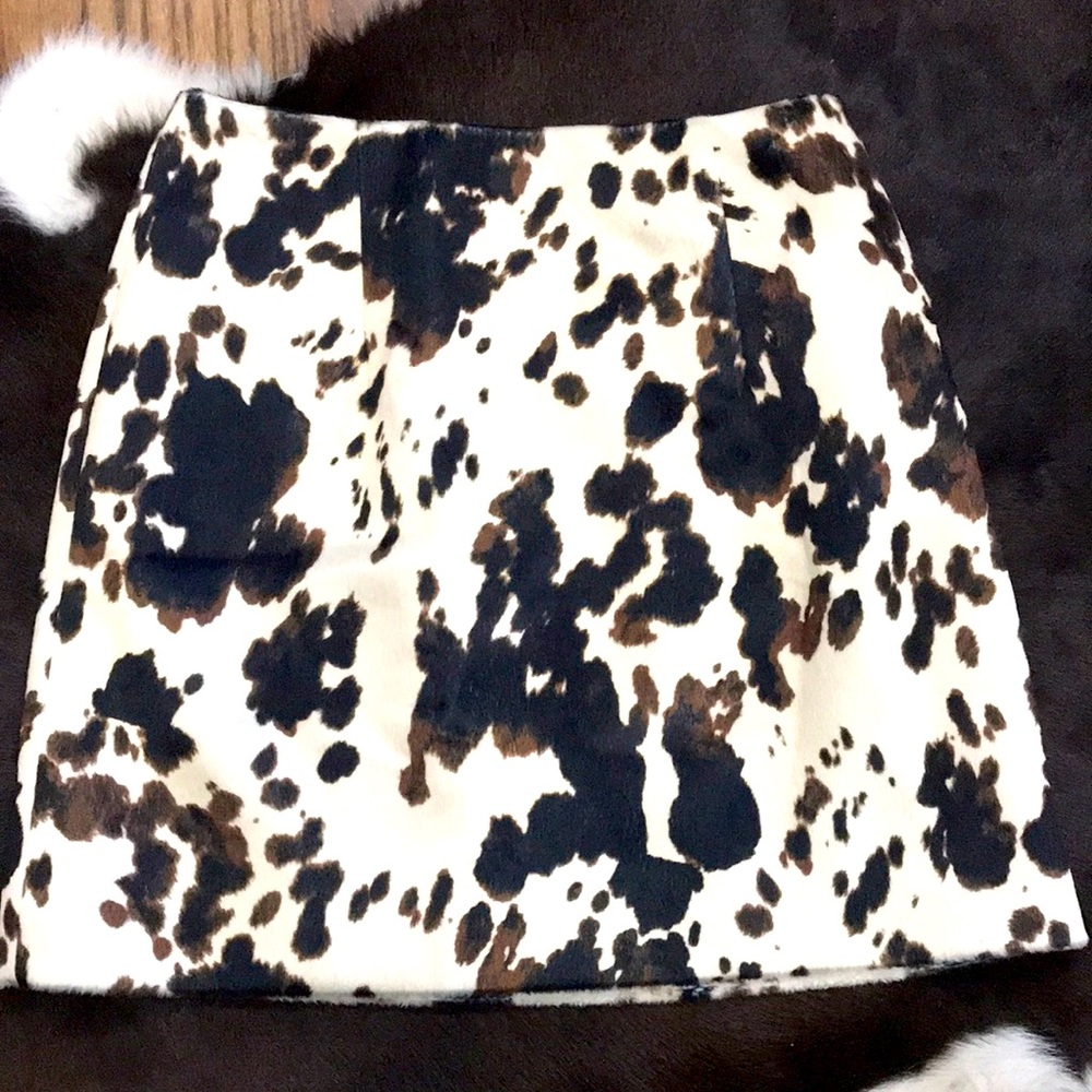 Alexa Chung Cow Print Faux Fur Mini Skirt